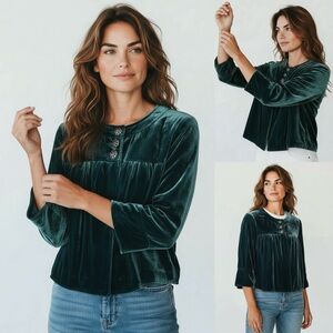 STYLE & CO Velvet Jacket 3/4 Sleeve 3 Buttons Closure at Top Satin Lined